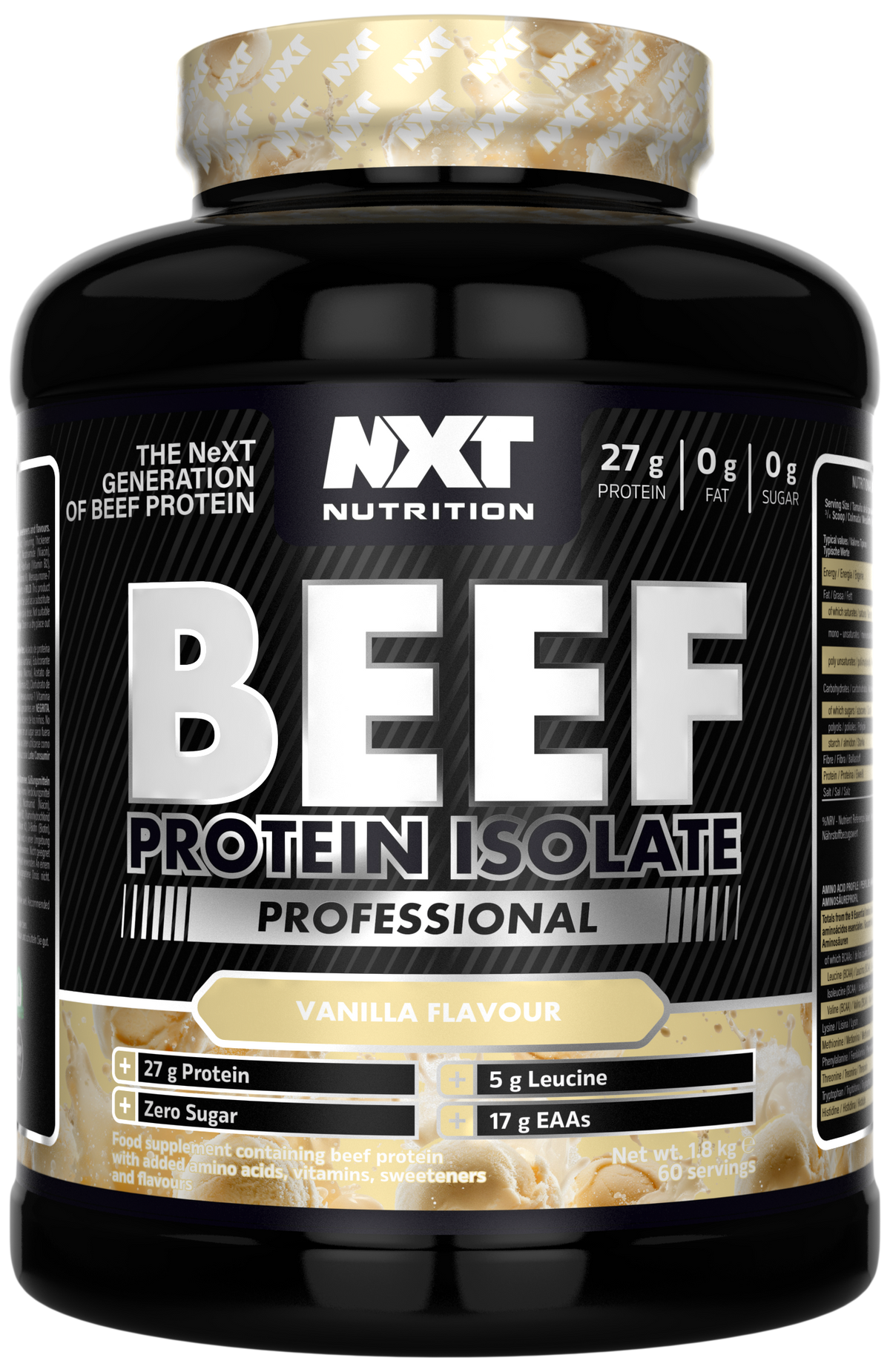 NXT Nutrition Beef Protein Isolate Professional - Vanilla - 1.8kg