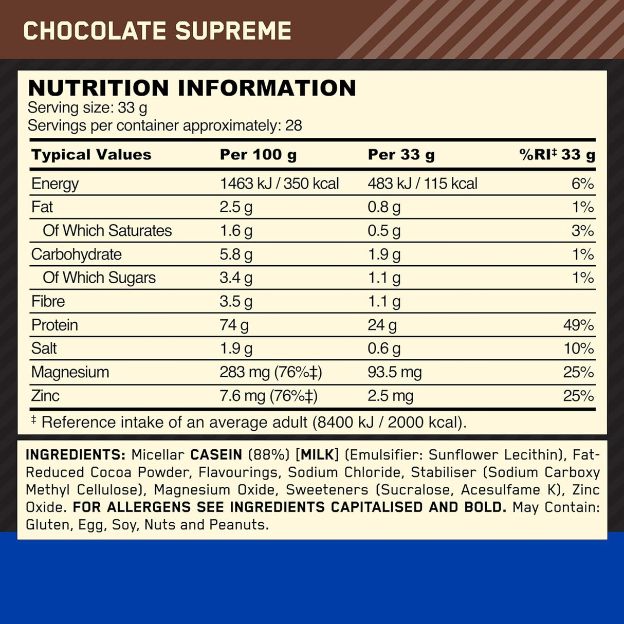 Optimum Nutrition Gold Standard 100% Casein 896g - GymStack