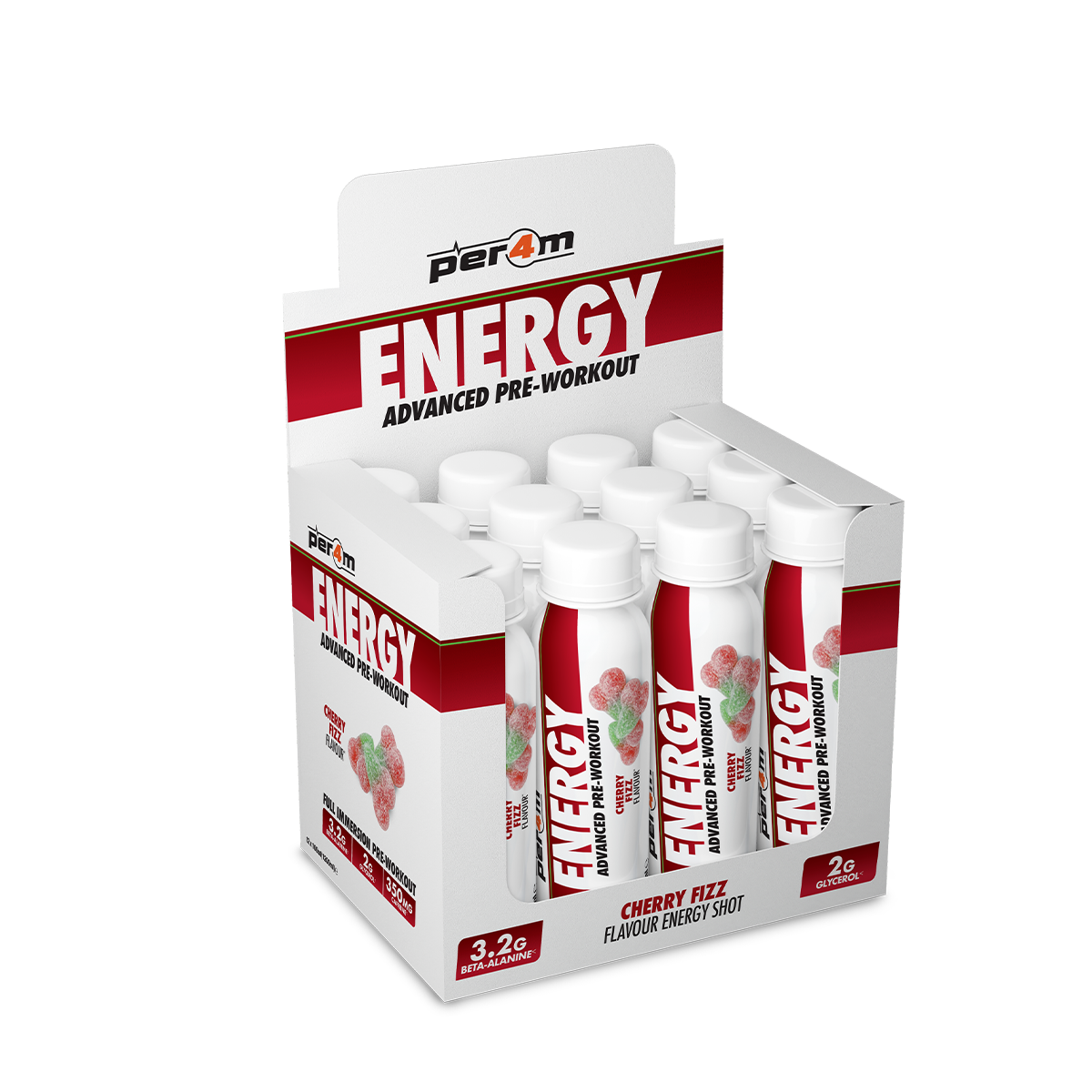 Per4m Energy Pre Workout Shot - Cherry Fizz - 12x100ml