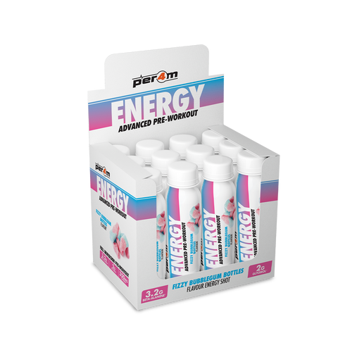 Per4m Energy Pre Workout Shot - Fizzy Bubblegum Bottles - 12x100ml