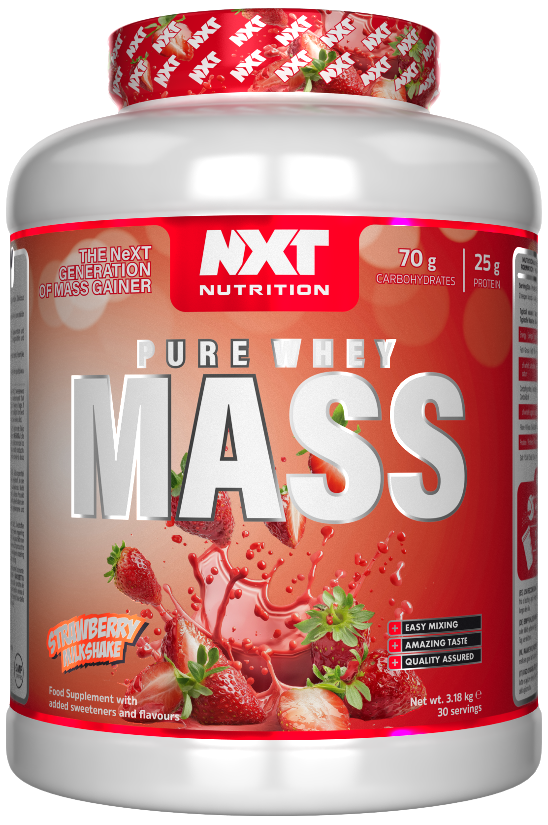 NXT Nutrition NXT Pure Whey Mass - Strawberry Milkshake - 3.18kg