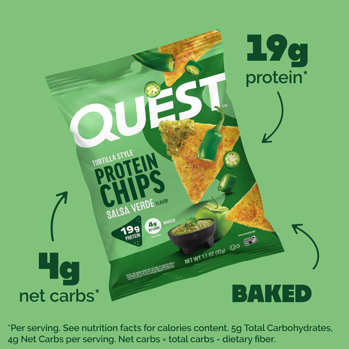 Quest Nutrition Protein Chips - Salsa Verde - 8x32g