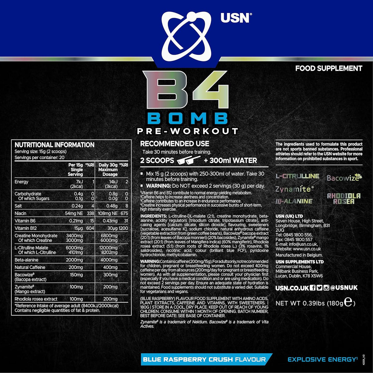 USN B4 Bomb 180g - GymStack